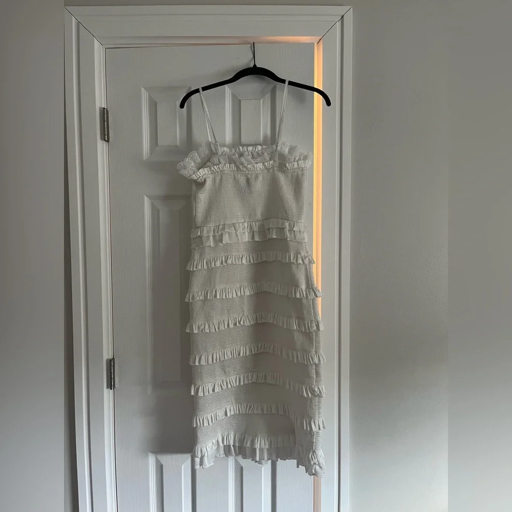 Vince Camuto Ivory Ruffled Midi Dress - Picture 3 of 4